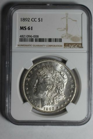 1892 Cc Morgan Silver Dollar Ngc Ms61 08 Ngc