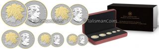 Canada 2014 5 Coin 24 - Karat Gold Plated Pure Silver Maple Leaf Fractional Set 4