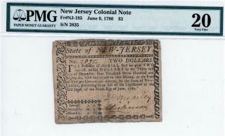 Jersey Colonial Note,  $2,  June 9,  1780 Pmg 20