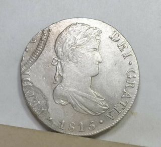 Peru 8 Reales Error Coin 1815 - Me Almost Uncirculated