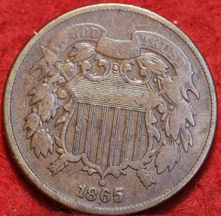 1865 Copper Philadelphia Two Cent Coin
