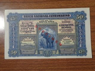 Portuguese India 50 Rupias 1924 Specimen Au