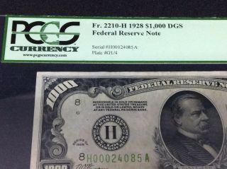 1928 $1,  000 dollars Federal Reserve Note PCGS 40 Extremely Fine 7