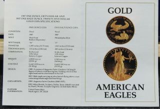1987 GOLD American Eagles $50 & $25 dollar PROOF GOLD COINS (C048) 5