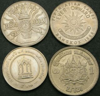 Thailand 1,  5 Baht 1961/1963/1966/1987 - 4 Coins - 965 ¤