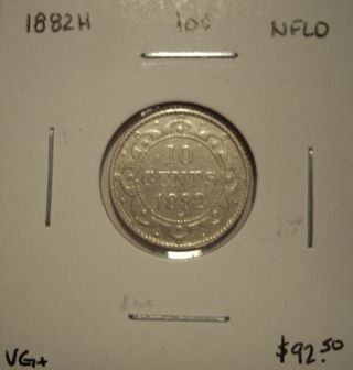 Canada Newfoundland Victoria 1882h Silver 10 Cents - Vg,