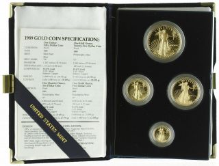 4 Coin Set - 1989 American Gold Eagle Proof Coin - & Papers