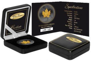 Canada 2015 5$ Golden Enigma Black Ruthenium Maple Leaf 1oz Gilded Silver Coin