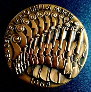 Italian Composer Opera " Moses In Egypt ") Art Splendid Gilt Bronze Medal Veroi