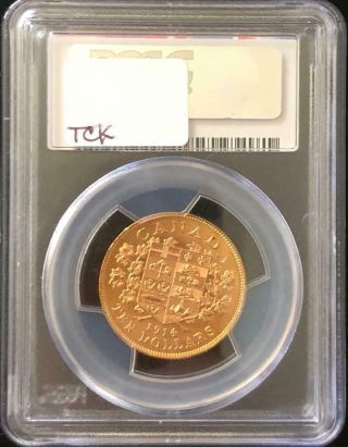 1914 Canada Gold Reserve Ten Dollars $10 PCGS MS64 2