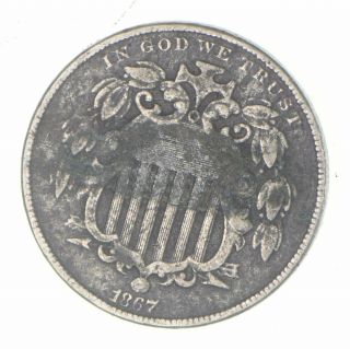 First Us Nickel - 1867 - Shield Nickel - Us Type Coin - Tough To Find 596