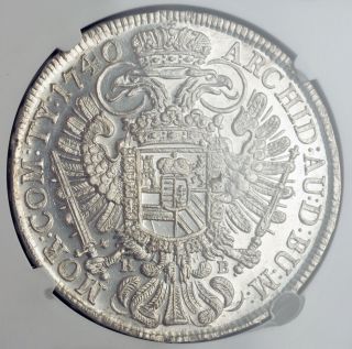 1740,  Hungary,  Charles VI.  Proof - Like Silver Thaler.  Kremnitz NGC MS62,  PL 2
