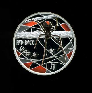 Australia Tuvalu 2006 Red Back Spider 1 Oz Silver Proof Deadly Dangerous Series