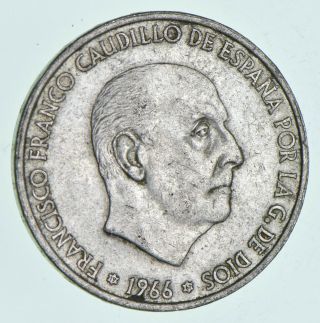 Silver - World Coin - 1966 Spain 100 Pesetas - World Silver Coin 19.  1g 888