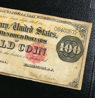 1882 $100 Gold Coin Certificate Note 3