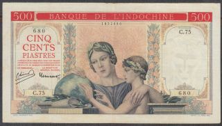 French Indochina 500 Piastres Banknote P - 83 Nd 1951