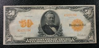 1913 $50 Gold Coin Certificate Note