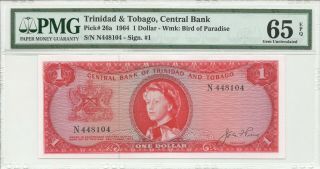 TRINIDAD AND TOBAGO 1964 SET 1 5 10 20 DOLLAR P26a 27c 28c 29c PMG EPQ QEII BIRD 3