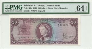 TRINIDAD AND TOBAGO 1964 SET 1 5 10 20 DOLLAR P26a 27c 28c 29c PMG EPQ QEII BIRD 9