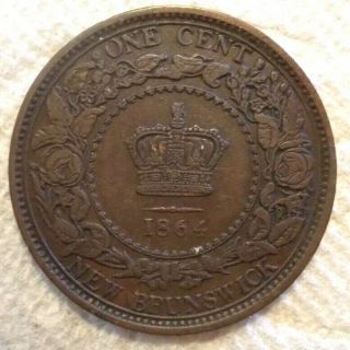 1864 Canada Brunswick Cent Km 6 Bronze Coin