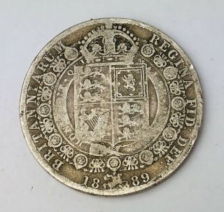 1889 Great Britain Half Crown Victoria 2nd Portrait Silver (. 925) Coin Km 764