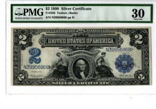 1899 $2 Silver Certificate Porthole Fr 256 Pmg 30 Teehee/burke 19 - C047