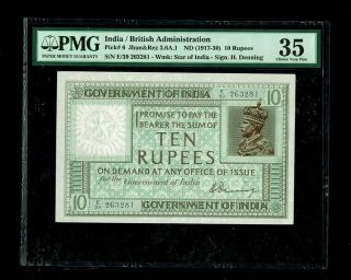 British India | 1917 - 30 | 10 Rupees | P 6 | H.  Denning | Pmg - 35