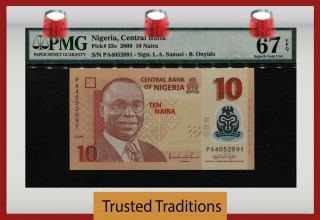 Tt Pk 33e 2009 Nigeria Central Bank 10 Naira " Alvan Ikoku " Pmg 67 Epq