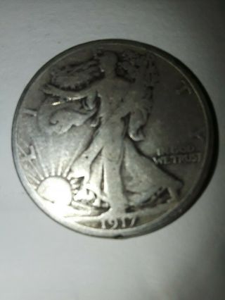 Walking Liberty Half Dollar.  1917 - S Reverse.  Vg,  /fine, .  Semi Key