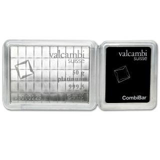50x 1 Gram Platinum Combibar™ - Valcambi (in Assay) - Sku 75736
