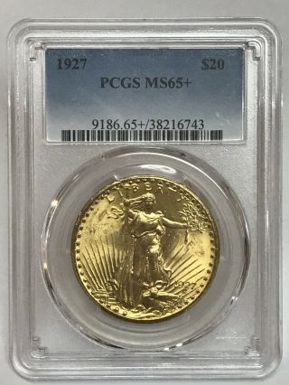 1927 $20 Saint Gaudens Gold Double Eagle Pcgs Ms65,  Plus 38216743