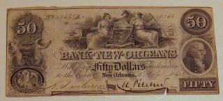 VERY RARE CIVIL WAR ERA 1862 BANK OF ORLEANS $5,  $10,  $20 AND $50 BANK NOTES 3