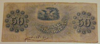 VERY RARE CIVIL WAR ERA 1862 BANK OF ORLEANS $5,  $10,  $20 AND $50 BANK NOTES 4