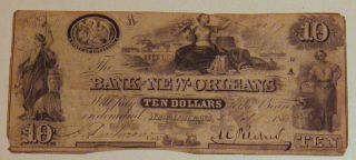 VERY RARE CIVIL WAR ERA 1862 BANK OF ORLEANS $5,  $10,  $20 AND $50 BANK NOTES 7