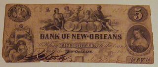 VERY RARE CIVIL WAR ERA 1862 BANK OF ORLEANS $5,  $10,  $20 AND $50 BANK NOTES 9