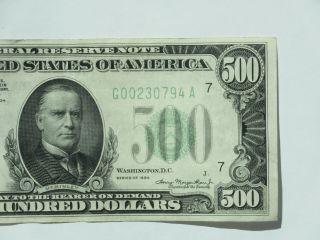 1934 FIVE HUNDRED Dollar Federal Reserve Note $500 3