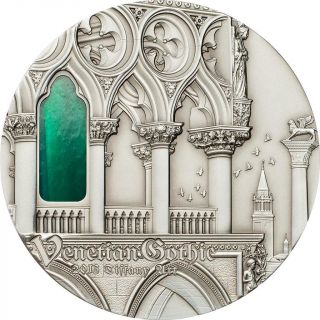 Palau 2013 $10 Tiffany Art 2013 - Venetian Gothic 2 Oz Silver Coin