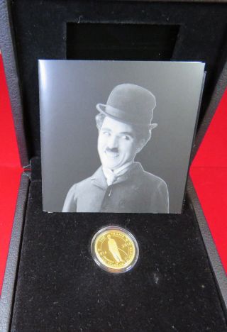 Gold 2014 Tuvalu $25 Charlie Chaplin " The Tramp " Coin With