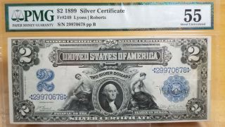 Series 1899 $2 Silver Certificate PMG 55 Choice FR 249 905 - 7 2