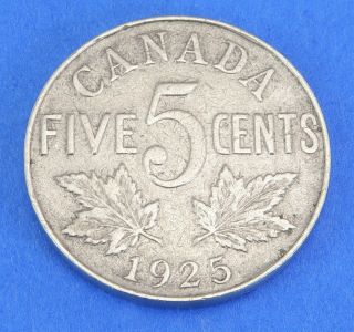 1925 Canadian George V Nickel 5 Cents Coin Key Date