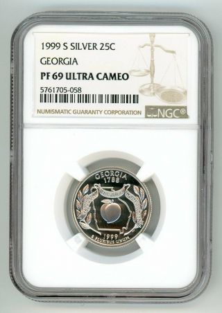 1999 S Silver Quarter 25c Georgia Ngc Pf 69 Ultra Cameo 5761705 - 058