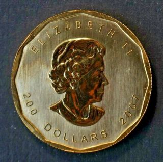 Canada Rcm 2007 1 Troy Oz.  9999 Fine Gold Maple Leaf $200 Coin (31.  1 Grams)
