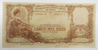 Brazil.  Repub.  Dos Est Unidos Do Brazil.  Est 10a,  1903,  5 Mil Reis P - 10