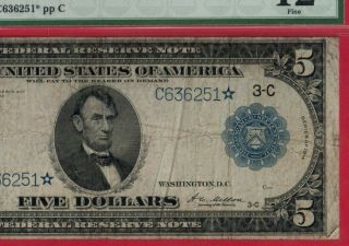 1914 $5.  00 Star Fed Res Star Note