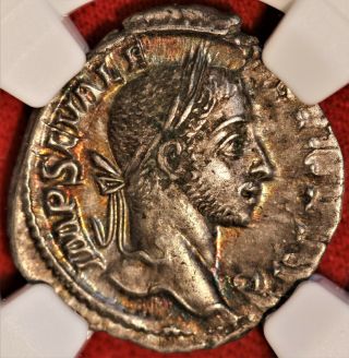 E - Coins Australia Severus Alexander Ar Denarius Ngc Au Roman Imperial Coin Mars