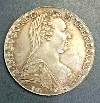 Silver Austrian Thaler R.  Imp.  Hu.  Bo.  Rec.  M.  Theresia.  Dg.  Burg.  Co.  Tyr.  1780 Archid