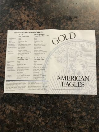 1997 American Eagle Gold Bullion Coins Proof Set 4