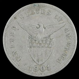 1904 Us Filipinas Philippines Five 5 Centavos Silver Foreign Coin