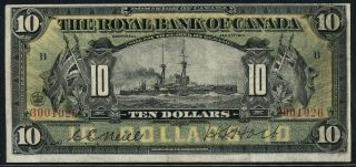 $10 1913 Royal Bank Of Canada " Battleship " Neill / Holt 630 - 12 - 08 Vf,  Wlm4498