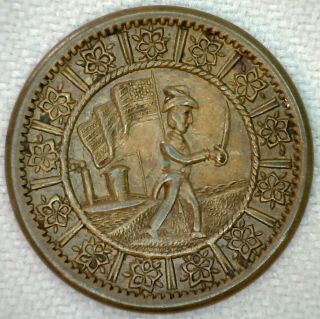 Civil War Token Army Navy Uss Monitor Soldier W/sword Au Almost Uncirculated K41